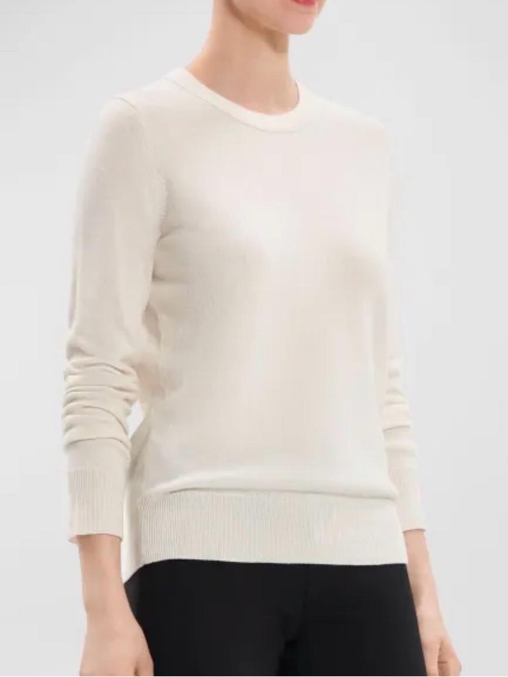 Theory Women's Cream Crewneck Sweater